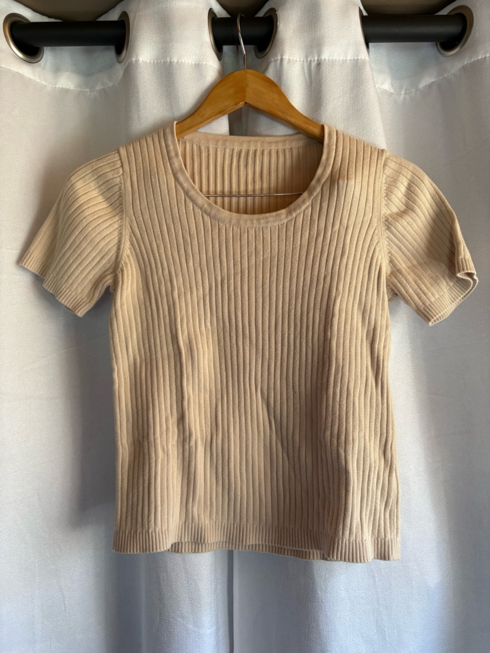 3 for $10 • Classic Ribbed Short-Sleeve Top - Beige